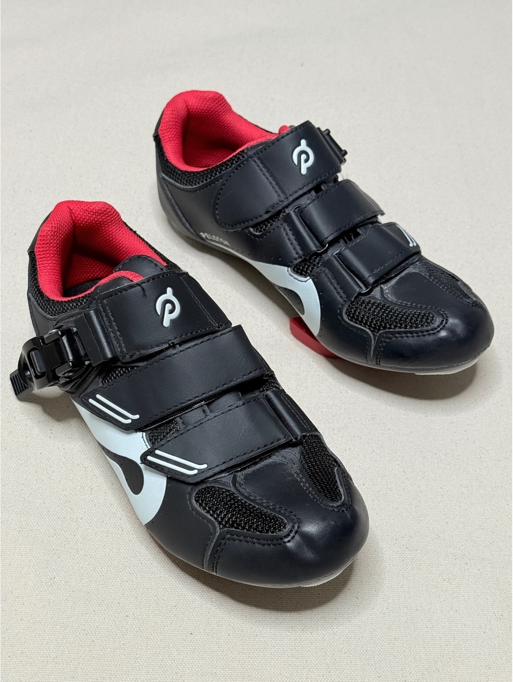 Peloton Original Cycling Shoes EU 37 Black Red LOOK Delta Cleats Spin Bike